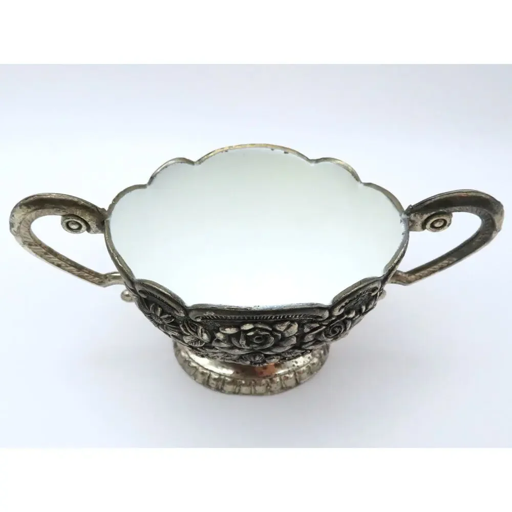 Vintage Cream Sugar Set w Tray, A Price Imports Japan Floral Silver Tone by APCO